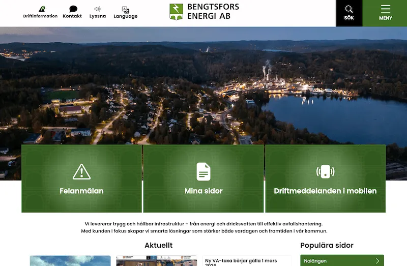 Bengtsfors Energi omdöme webbplats